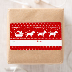 Etiqueta Bull Terrier Christmas Sleigh Dogues Holiday To Fr