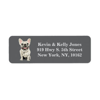 Etiqueta Bulldog Francês Creme, Azul