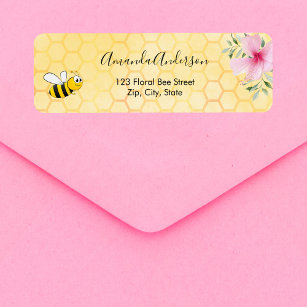 Etiqueta Bumble bee yellow honeycomb endereço de retorno fl