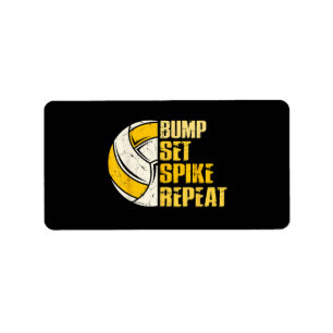Etiqueta Bump Set Spike Repete Voleibol Engraçado