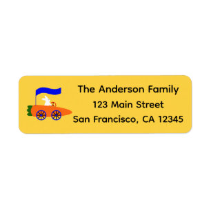 Etiqueta Bunny Riding Carrot Car #1 Return Address Labels