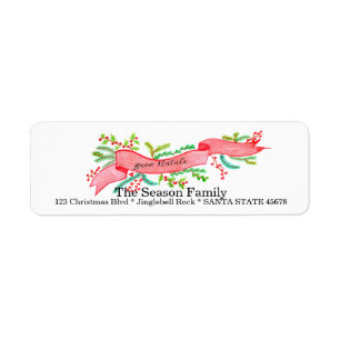 Etiqueta Buon Natale, faixa de natal com aquarela
