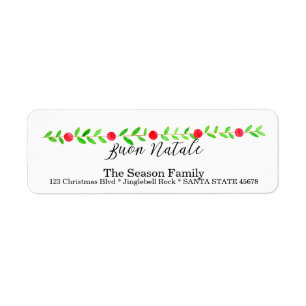 Etiqueta Buon Natale, faixa de natal com aquarela
