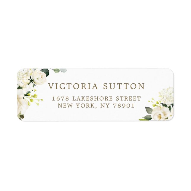 Etiqueta Buquê das Rosas Brancas e Hydrangeas (Frente)