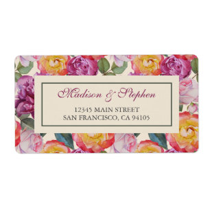 Etiqueta Buquê de Aquarela Floral Colorida - Casamento