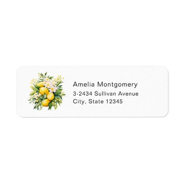 Etiqueta Buquê de Limão com Flores Brancas - Endereço (Frente)