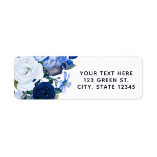 Etiqueta Buquê Floral Branco e Azul Chic de Inverno para Ca