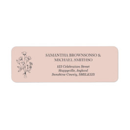 Etiqueta Buquê Floral de Flores Rosa Casamento