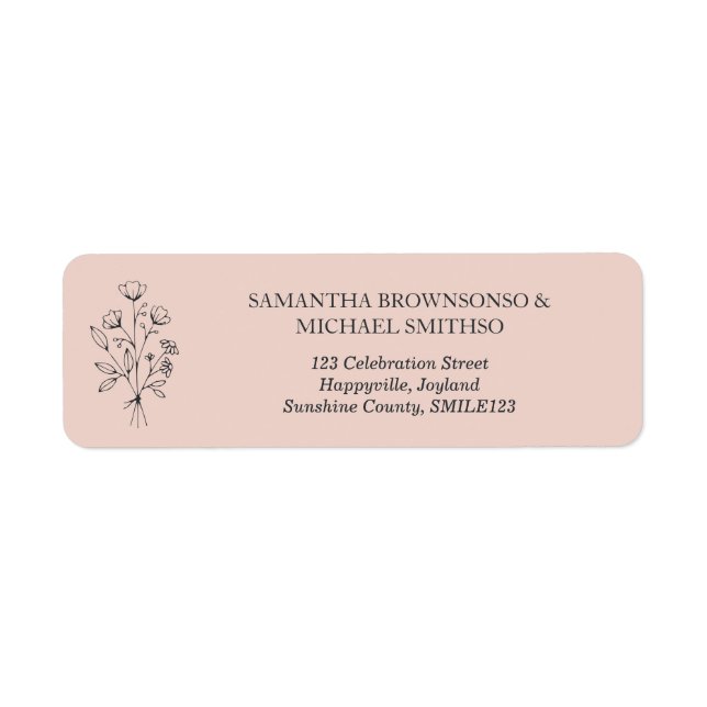 Etiqueta Buquê Floral de Flores Rosa Casamento (Frente)
