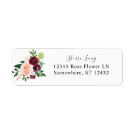 Etiqueta Burgundy & Blush Pink 4 Floral Return Address
