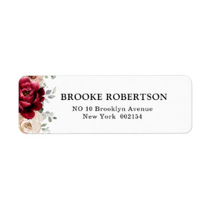 Etiqueta Burgundy Champagne Ivory Mauve Rosa Floral Casamen