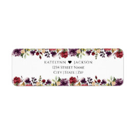 Etiqueta Burgundy Floral Wedch Stationery Endereço de Devol