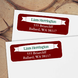 Etiqueta Burgundy & Green Address Label with Banner