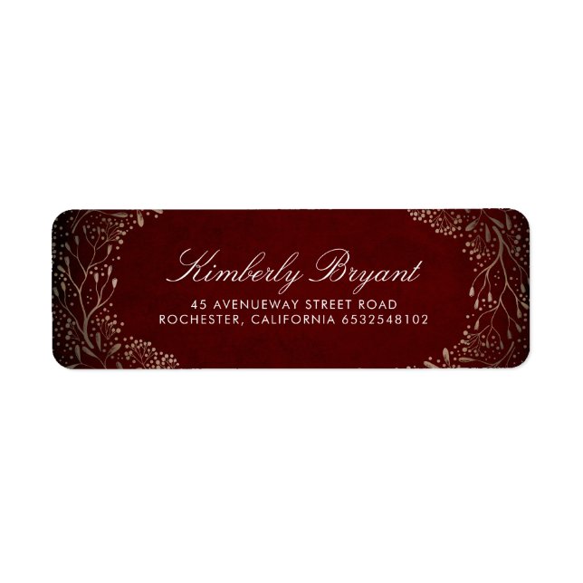 Etiqueta Burgundy Red e Faux Gold Foil Breath (Frente)