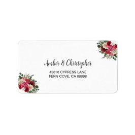 Etiqueta Burgundy Winter Floral Weding RSVP Endereço de Dev