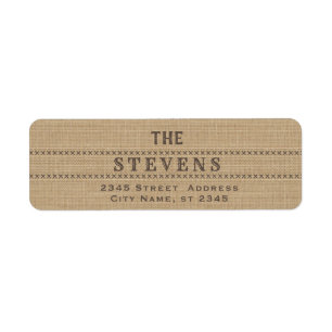Etiqueta Burlap elegante rustic simples família chic