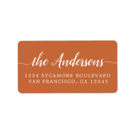 Etiqueta Burnt Orange Script Family Return Address Label