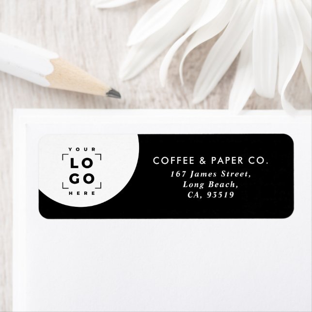 Etiqueta Business Branco preto gráfico moderno (Insitu)