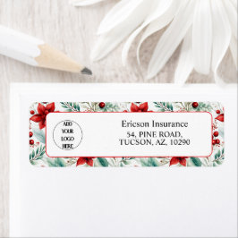 Etiqueta Business Logo Christmas Greenery Return Address