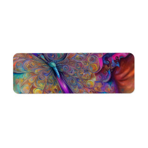 Etiqueta Butterfly Fractal Watercolor Pai Digital