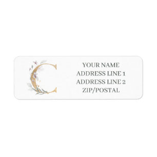 Etiqueta C Monograma Floral Personalizado