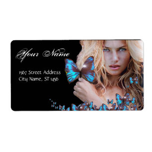 ETIQUETA CABELO DE BORBOLA AZUL, SALÃO DE BELEZA, ARTISTA D