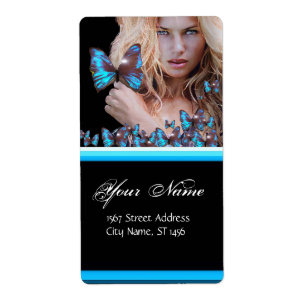 ETIQUETA CABELO DE BORBOLA AZUL, SALÃO DE BELEZA, ARTISTA D