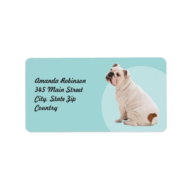 Etiqueta Cachorro branco de cão bonito (Frente)