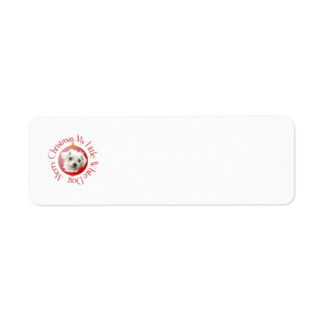 Etiqueta Cachorro Branco de Natal Maltês (Frente)