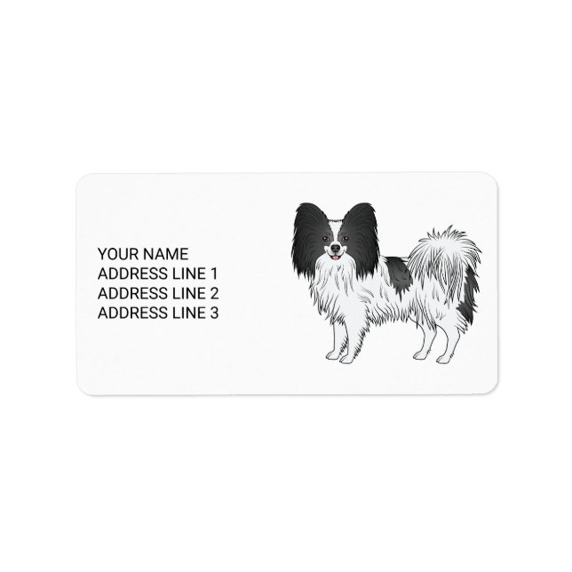 Etiqueta Cachorro Branco E Preto Com Texto Personalizado (Frente)