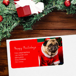 Etiqueta Cachorro Cachorro Pet Foto Red Christmas Pawlidays