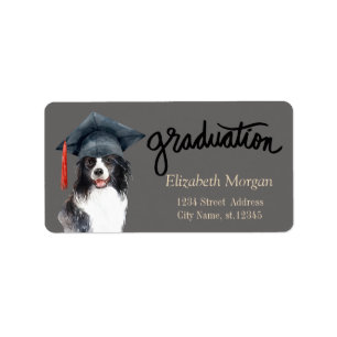 Etiqueta Cachorro com Chapéu de Formatura 
