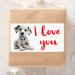 Etiqueta Cachorro dálmata fã de desenho animado EU TE AMO
