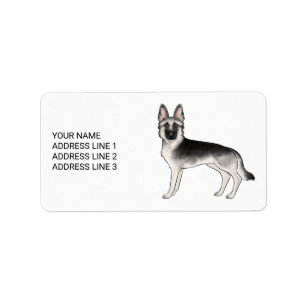 Etiqueta Cachorro De German shepherd De Silver E Texto Pers