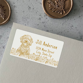 Etiqueta Cachorro de Goldendoodle Desenho de Mão Personaliz