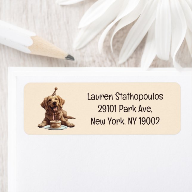 Etiqueta Cachorro de Ouro de Aniversário (Insitu)