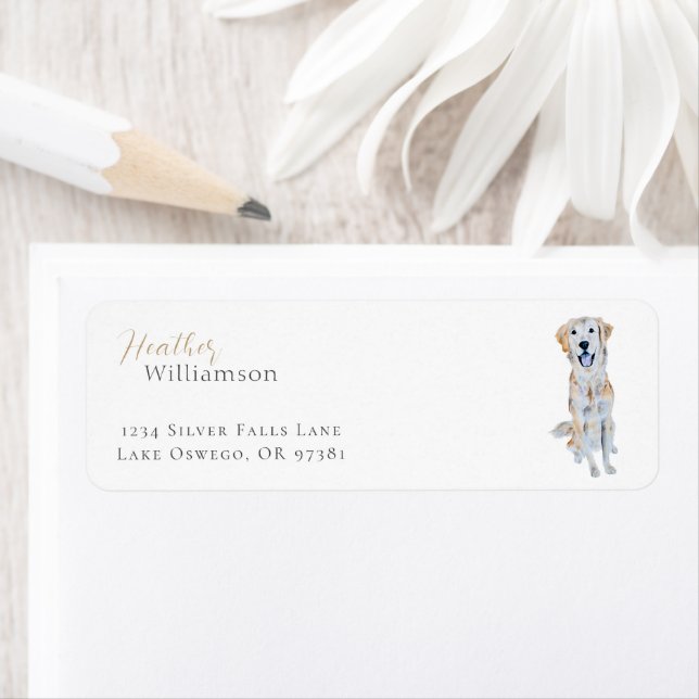 Etiqueta Cachorro do Retriever do Ouro de Aquarela (Insitu)