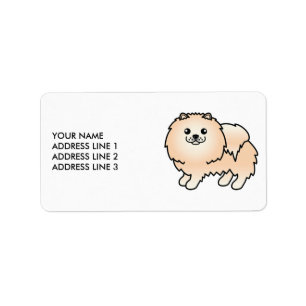 Etiqueta Cachorro e Texto de Cartoon Cute da Pomerânia