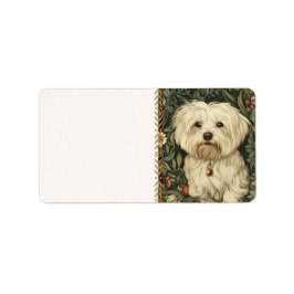 Etiqueta Cachorro filhote maltês ou Bichon vintage