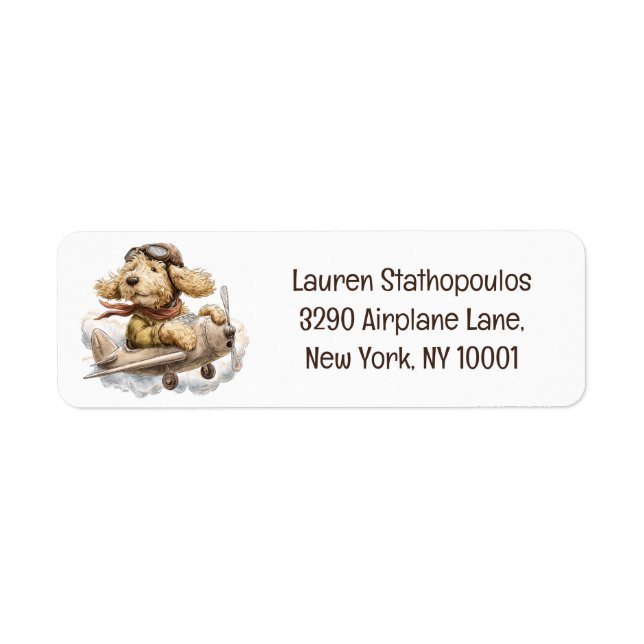 Etiqueta Cachorro Goldendoodle Piloto Avião (Frente)