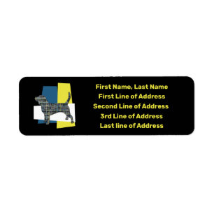 Etiqueta Cachorro Hound Amarelo&Azul Grade Endereço TriColo