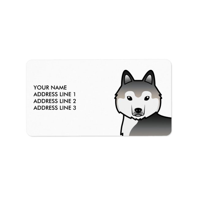 Etiqueta Cachorro Husky Siberiano Cinza & Rótulo de Texto P (Frente)