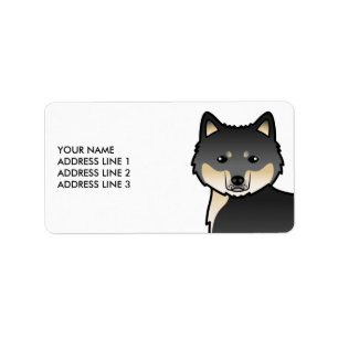 Etiqueta Cachorro Malamute Preto E Tan Alaskan E Texto Pers