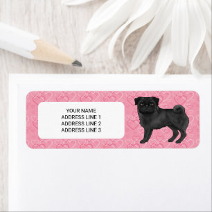 Etiqueta Cachorro Pug Preto Desenho Animado Esfregões Amor