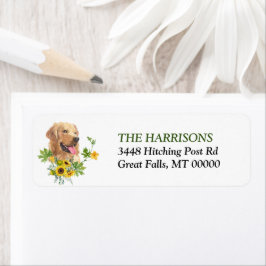 Etiqueta Cachorro Retriever Dourado Girassol Eucalipto
