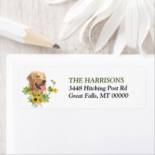 Etiqueta Cachorro Retriever Dourado Girassol Eucalipto
