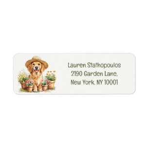 Etiqueta Cachorro Retriever Dourado Jardineiro Vasos de Flo