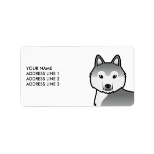 Etiqueta Cachorro Siberiano e Rótulo de Texto Personalizado