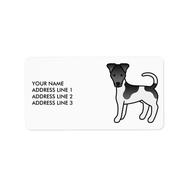 Etiqueta Cachorro Smooth Fox Terrier Preto E Branco & Texto (Frente)