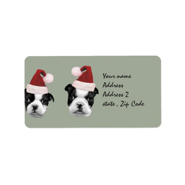 Etiqueta Cachorros de Boston Terrier Natal (Frente)